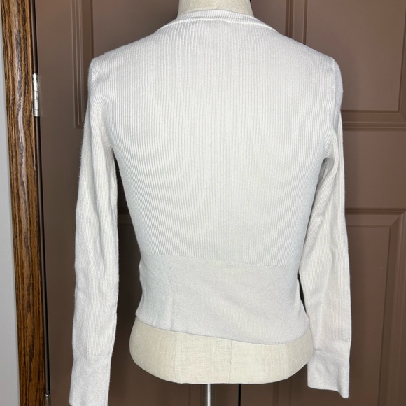 Marled Cream Ribbed Button Cardigan - Picture 2 of 6